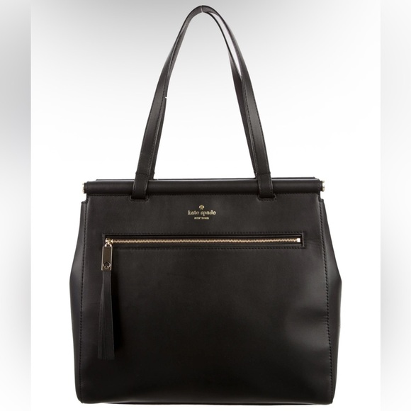 Kate Spade Black Leather New York Royal Place Cherise Structured Purse Bag Tote - Picture 1 of 4